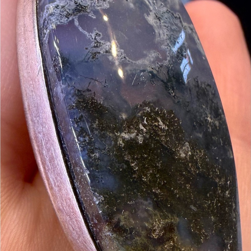 Silver Moss Agate pendant Necklace - Picture 4 of 16